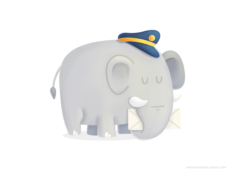 Mailman children mexico character mailman elephant procreate kidlitart.png