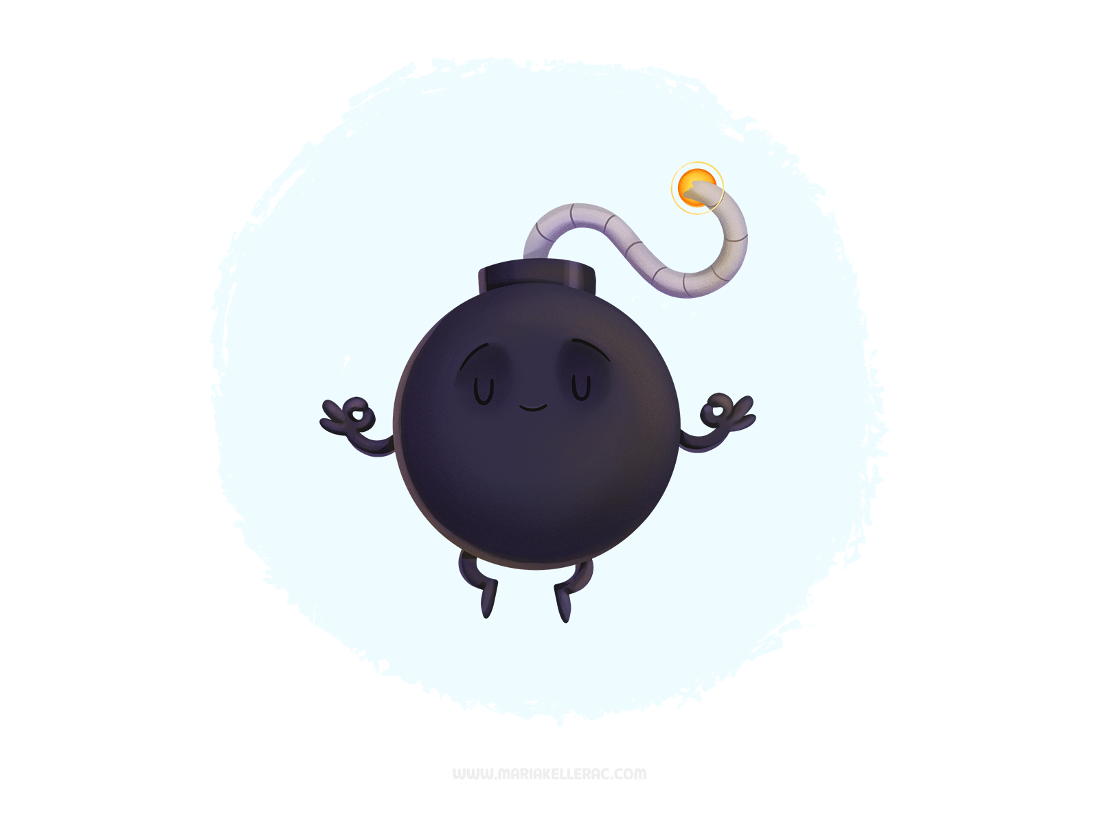Meditation ilustracion kidlitart character cartoon kids peace bomb spa.png
