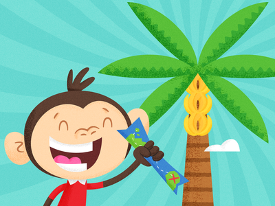 Monkey! treasure cute happy app bananas photoshop cartoon illustration.png