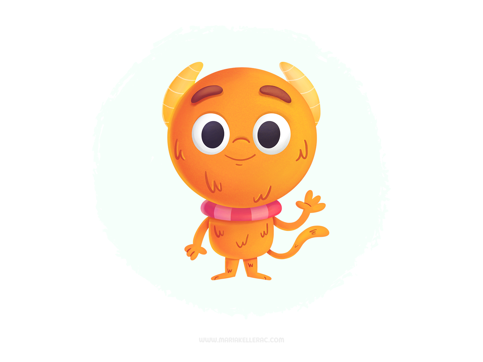 Mr. Monster マスコット モンスター kawaii orange monstruo monster procreate chara.png