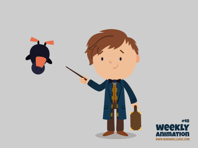 Newt Scamander illustration magic cartoon animacion animation mexico f.gif