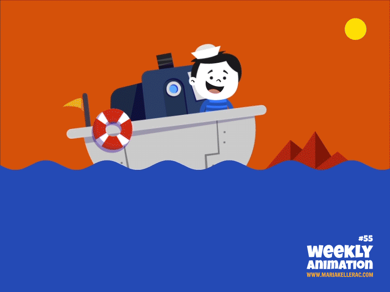 New Horizons look children kids sailor bote horizon new boat animacion.gif
