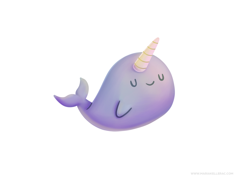 Narwhal cutesy sea ocean narwhal children procreate kidlitart characte.png