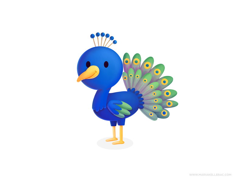 Peacock blue birds pavoreal peacock cute ilustracion cartoon character.png