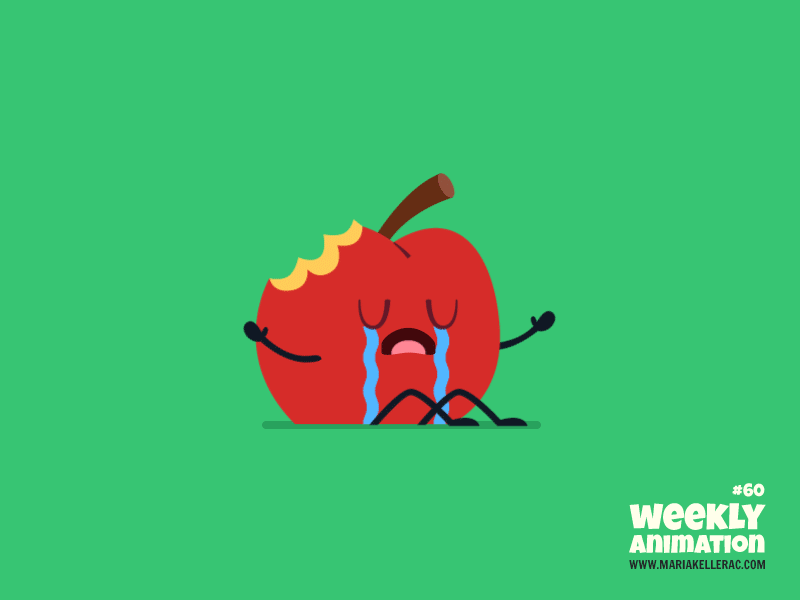 Sad Apple characters mexico comida food llanto cry manzana apple anima.gif
