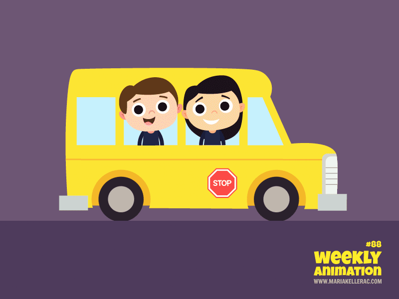 School bus illustration mexico back autobus children kids cute animaci.gif