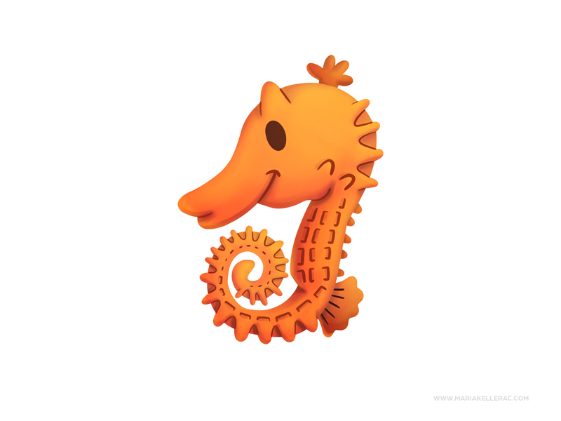 Seahorse orange ocean caballo de mar seahorse ilustracion character pr.png