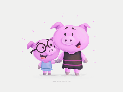 Sister love hermanas amor love cerdos sisters pigs illustration mexico.png