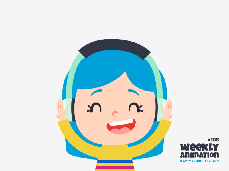 Singing Girl headphones animacion music kids character girl mexico ani.gif