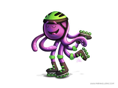 Skating Octopus kids illustration characters caricaturas patines carto.png