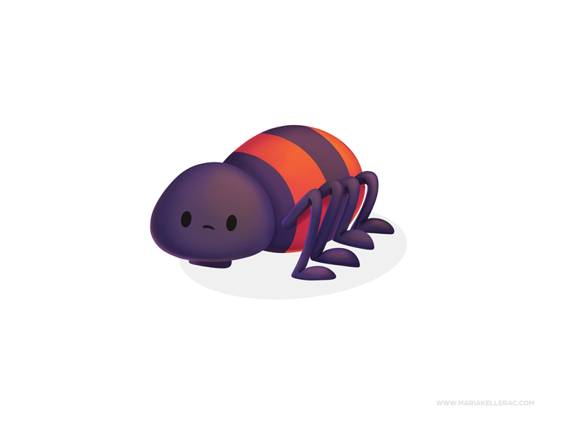 Spider カワイイ クモ kidlitart procreate soft shadow baby spider character c.png