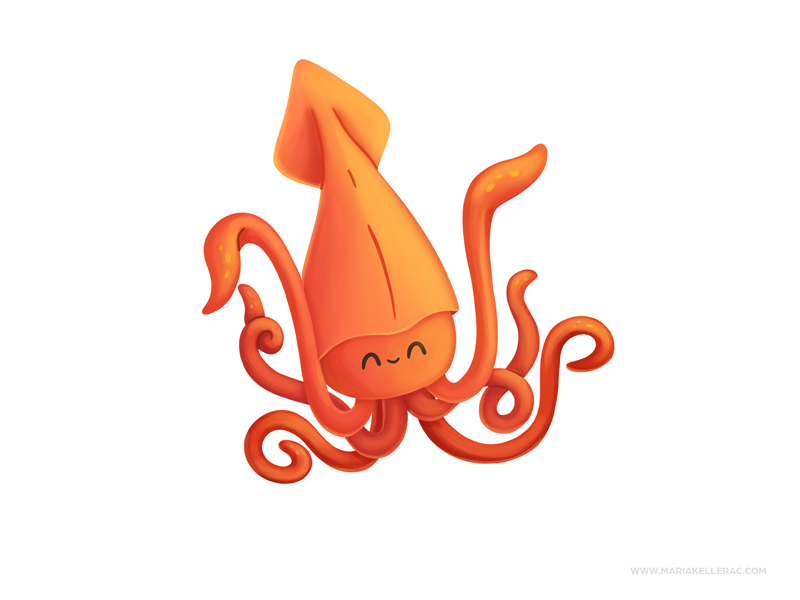 Squid orange calamar mexico procreate cute children kidlitart cartoon.png