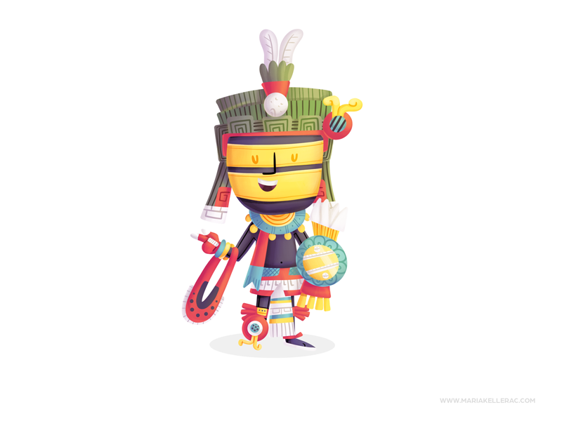 Tezcatlipoca history god aztec cartoons cute procreate kidlitart chara.png