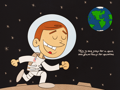 The first man on the moon cartoon vector mexico neil armstrong space m.png