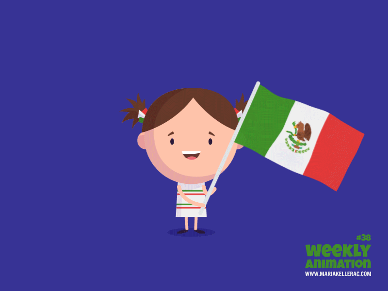 Viva Mexico escudo bandera flag independencia independence ninos anima.gif