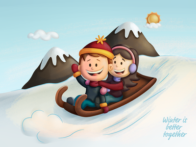 Winter is better together invierno snow mexico kids cute paint cartoon.png