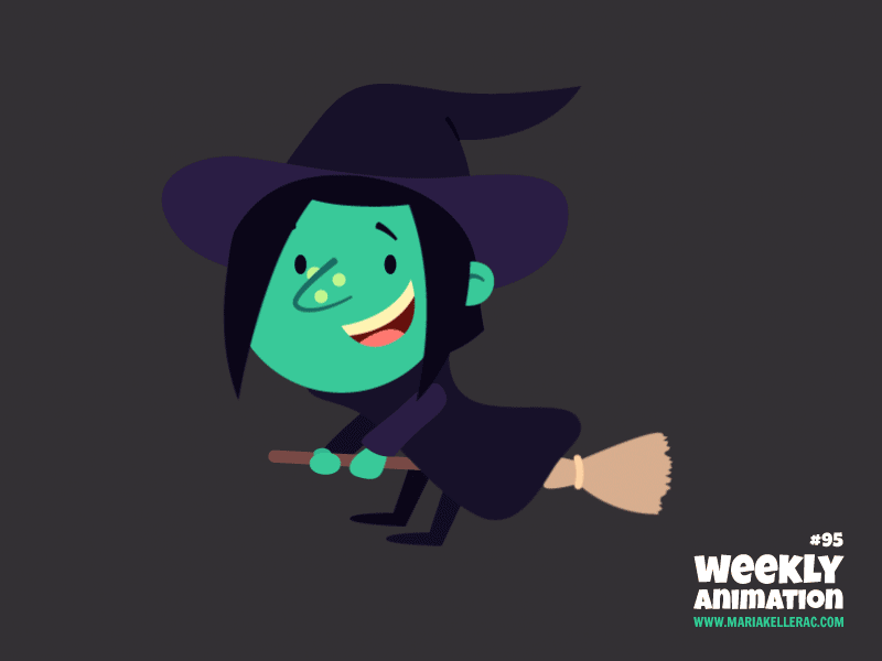 Witch animation children baby halloween bruja flying kids mexico witch.gif