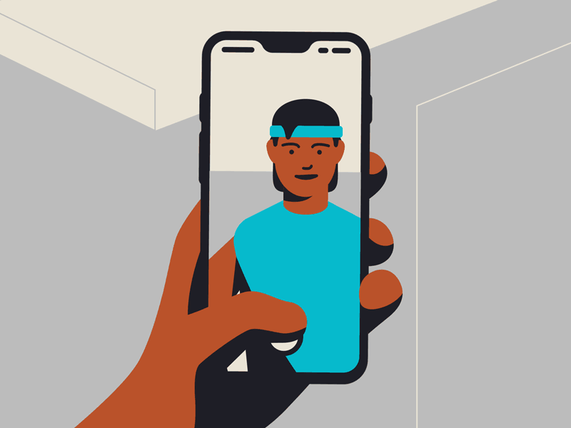 Gym Selfie mograph animation selfie gym character wsj vector illustrat.gif