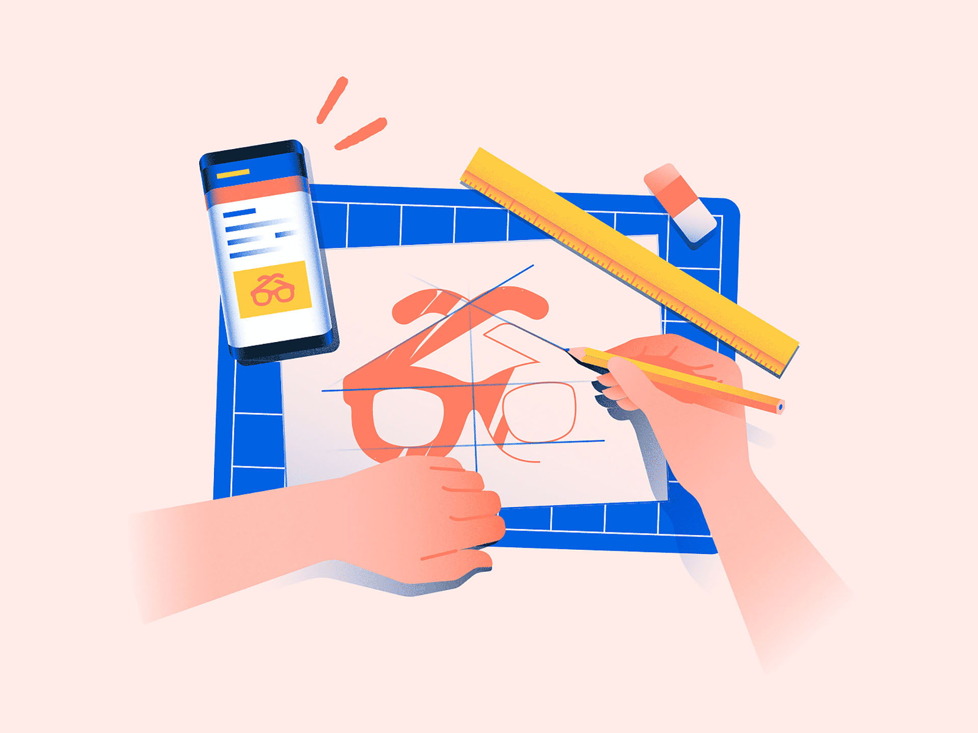 Hands doing things book reading illustration design tablet cards work.jpg