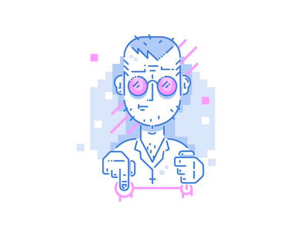 Gamer vector style stroke man line joystick glasses gamer game charact.png
