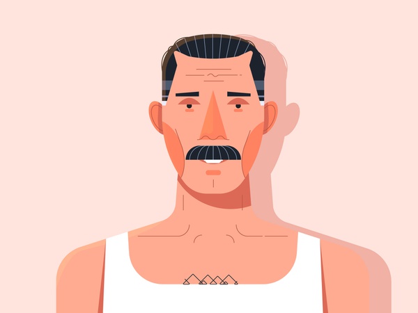 Freddie Mercury portrait portrait illustrator adobe flat vector music.jpg