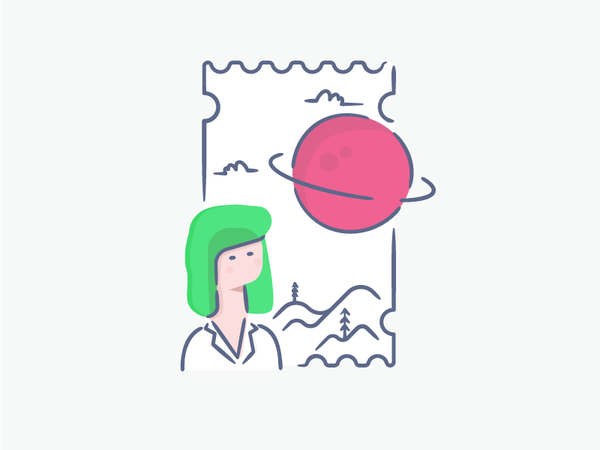 Space Ticket vector line woman girl astro ticket illustration minimal.png