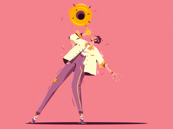 Trumpet trumpet dance design game walk melody man character illustrati.png