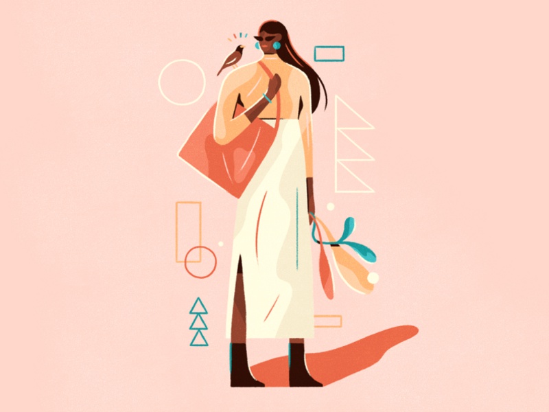 Girl + Shapes shapes character people bird icon graphic flat simple na.jpg
