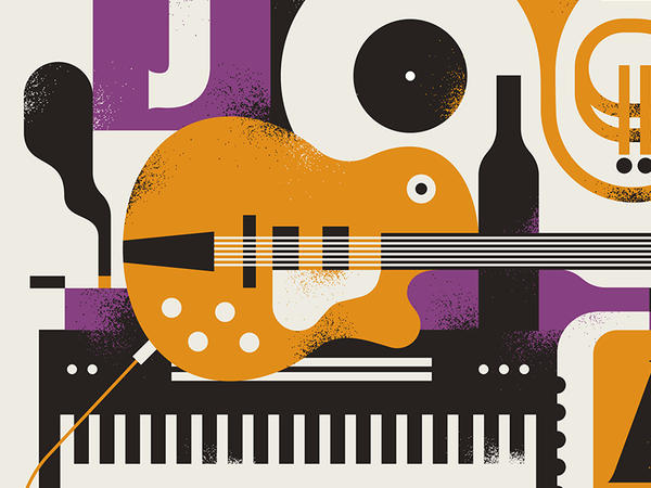 Jazz Poster type piano frenchhorn guitar vector instrument texture ill.png