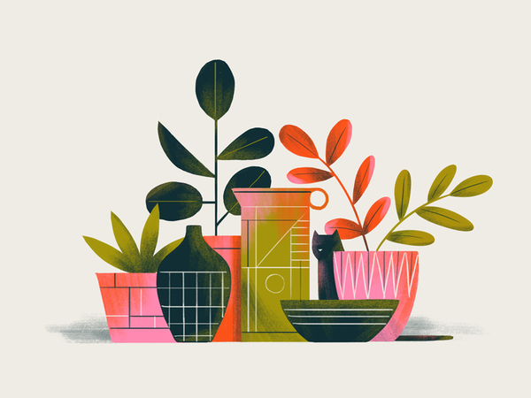 Psh Psh Psh plants cat graphic art flat graphic simple nature design t.png