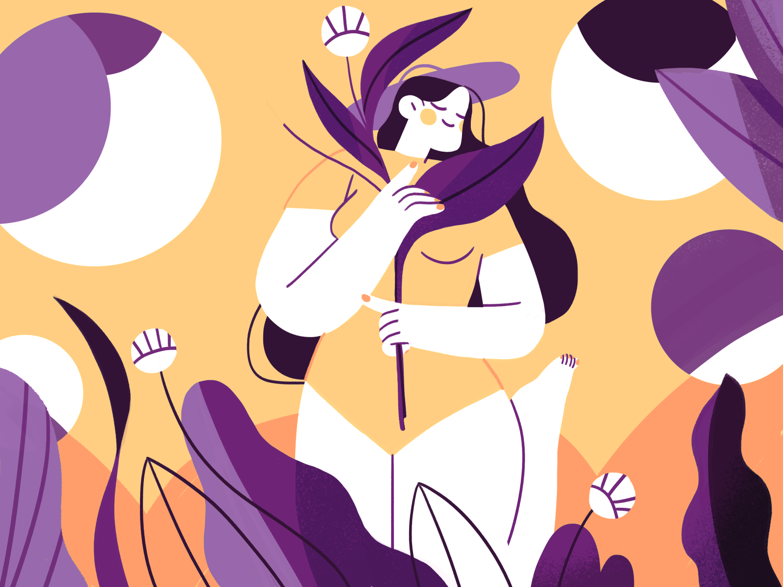 A mezzogiorno  summer nature girl product flat design character illust.png