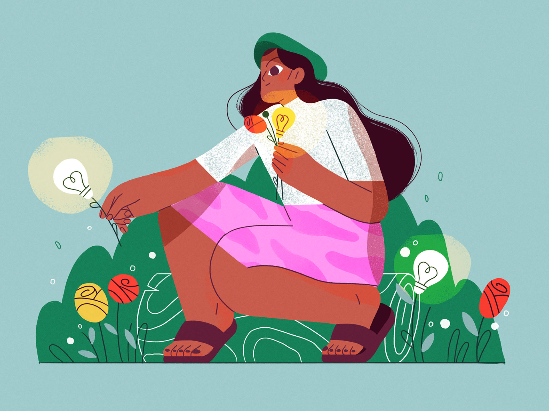 Gathering Ideas ux ui vector nature girl product flat design character.jpg