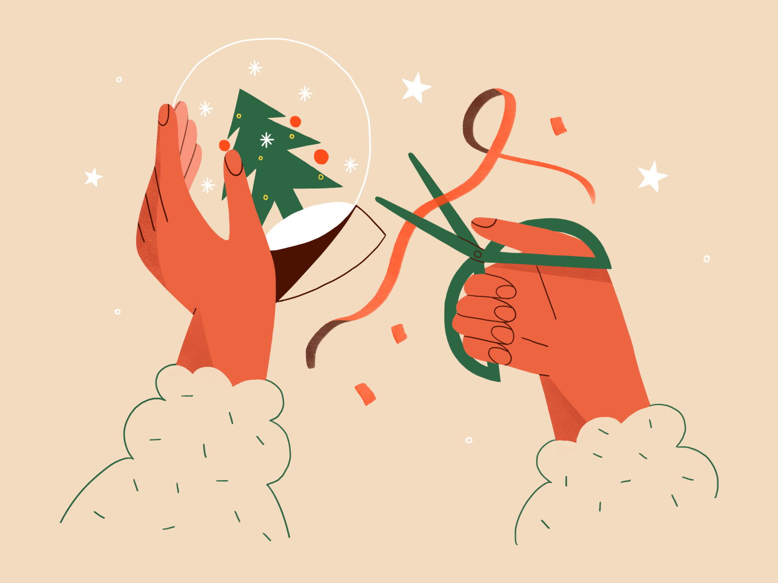 Handcrafted xmas holidays christmas girl product flat design character.png