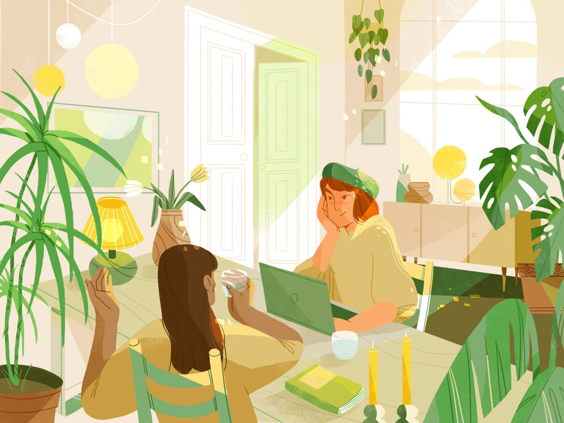 Soaking in the last summer days summer nature girl flat design charact.jpg