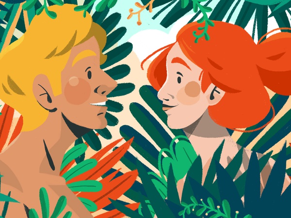 Adam and Eve header cute webdesign couple vector design love graphic c.jpg