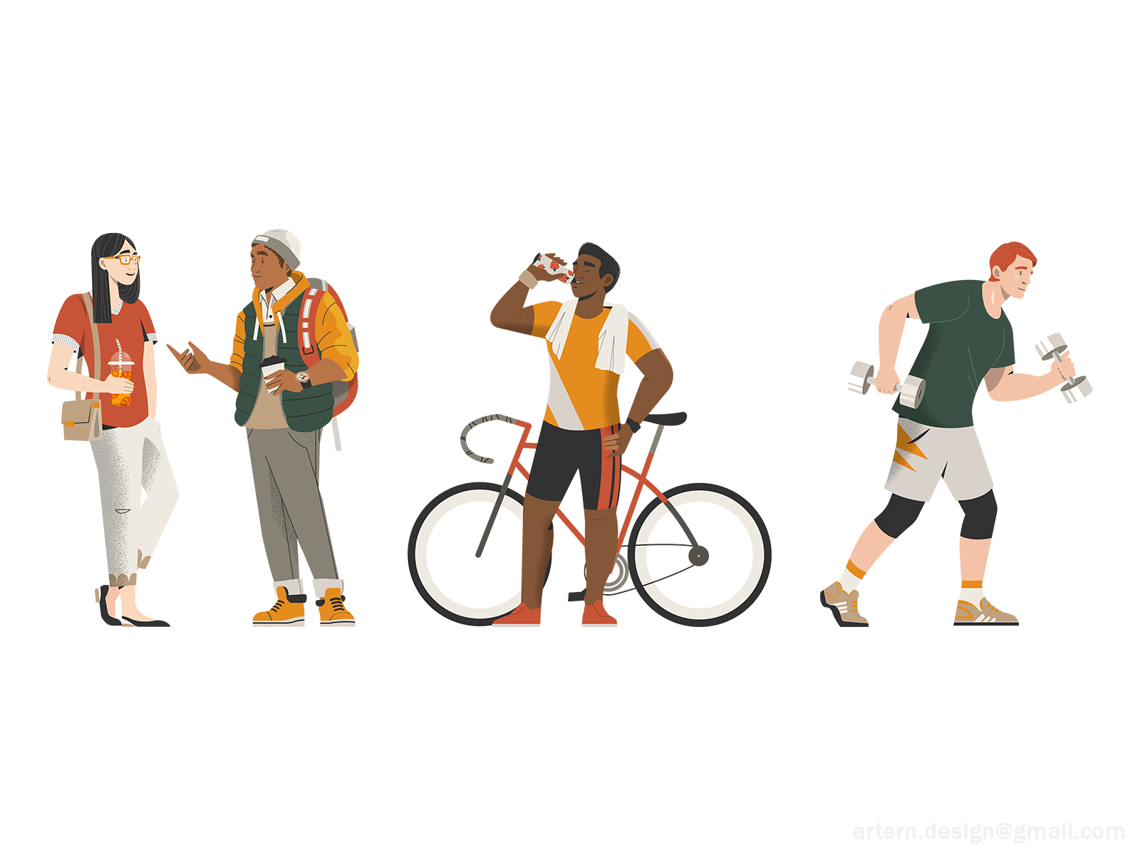 Fit-bit @Made Thought portraits sport print people illustration illust.png