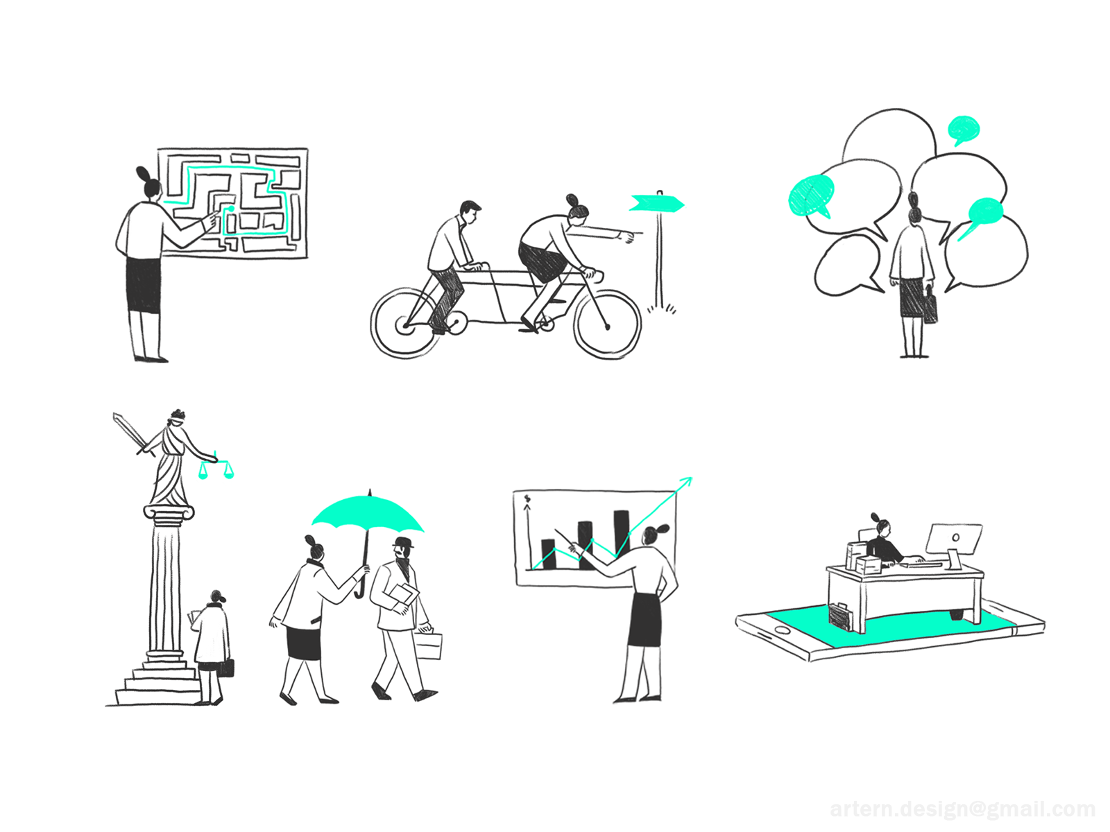 Unused Concepts illustrator cute peeps design exploration branding gra.png