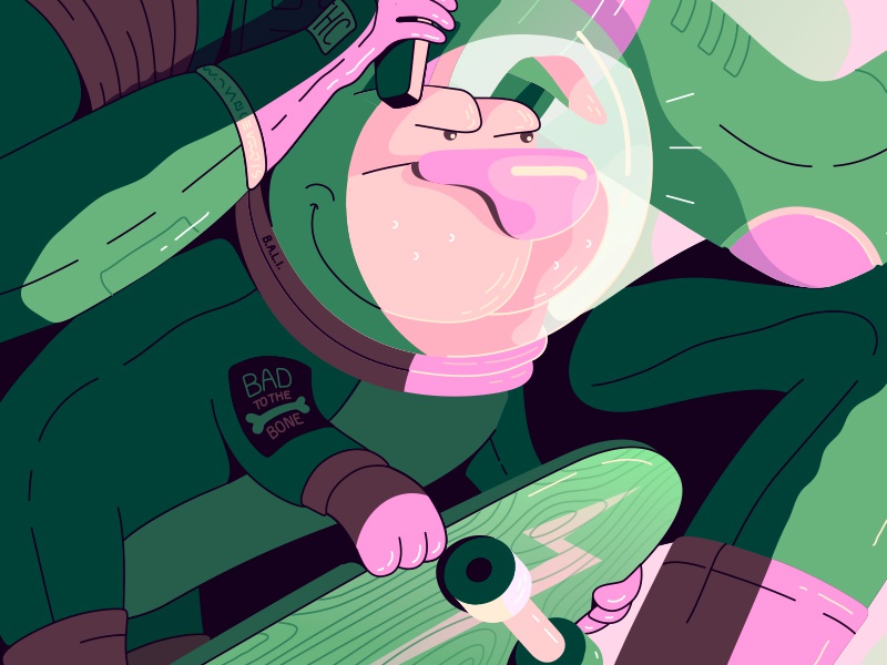 Bad to the bone skate green pink retrofuturism retrofuture dog detail.jpg
