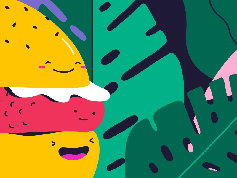 Bun Buds geometric pattern design art illustration food burger fun bri.jpg