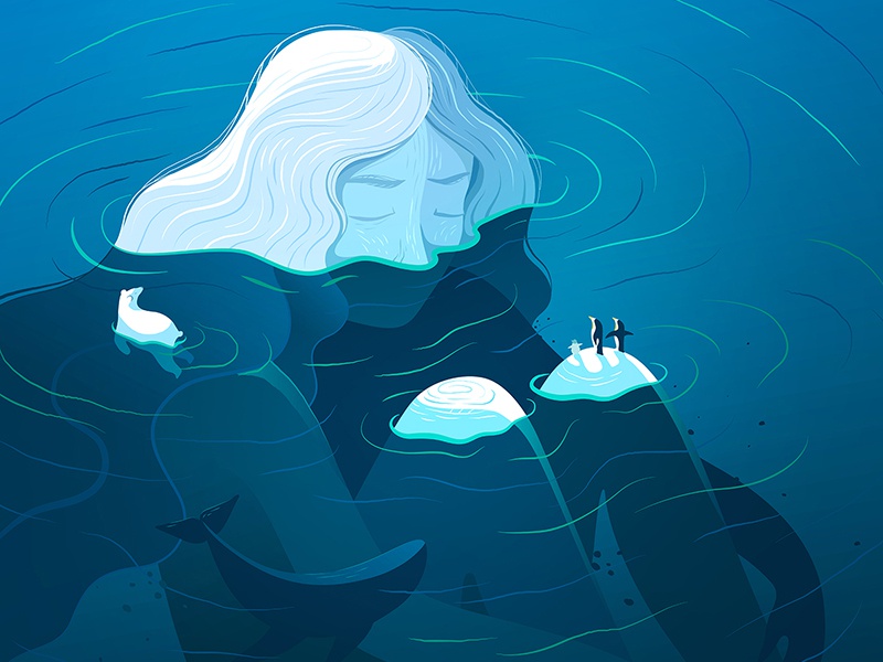 Her  polar polar bear whale blue lines ice melting flood water vector.jpg