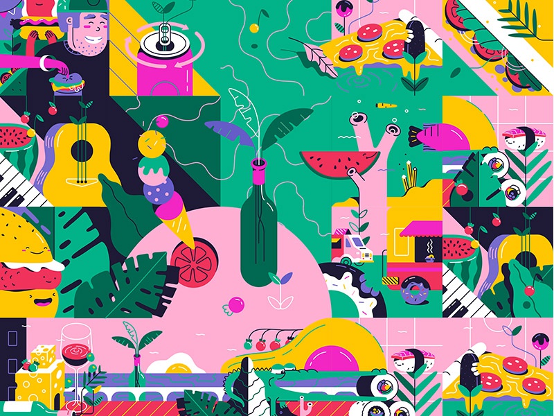 Modular Illo for Bocao Food Fest fest module modular geometric design.jpg