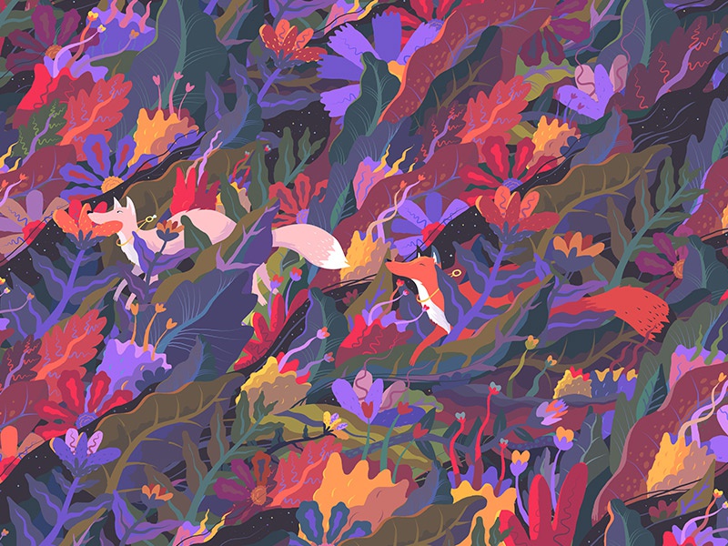 Night Chase flat flower digital painting art vector illustration desig.jpg