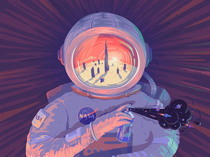 Nasa lands in Dubai sunset portrait spray paint graffiti illustrator 2.jpg