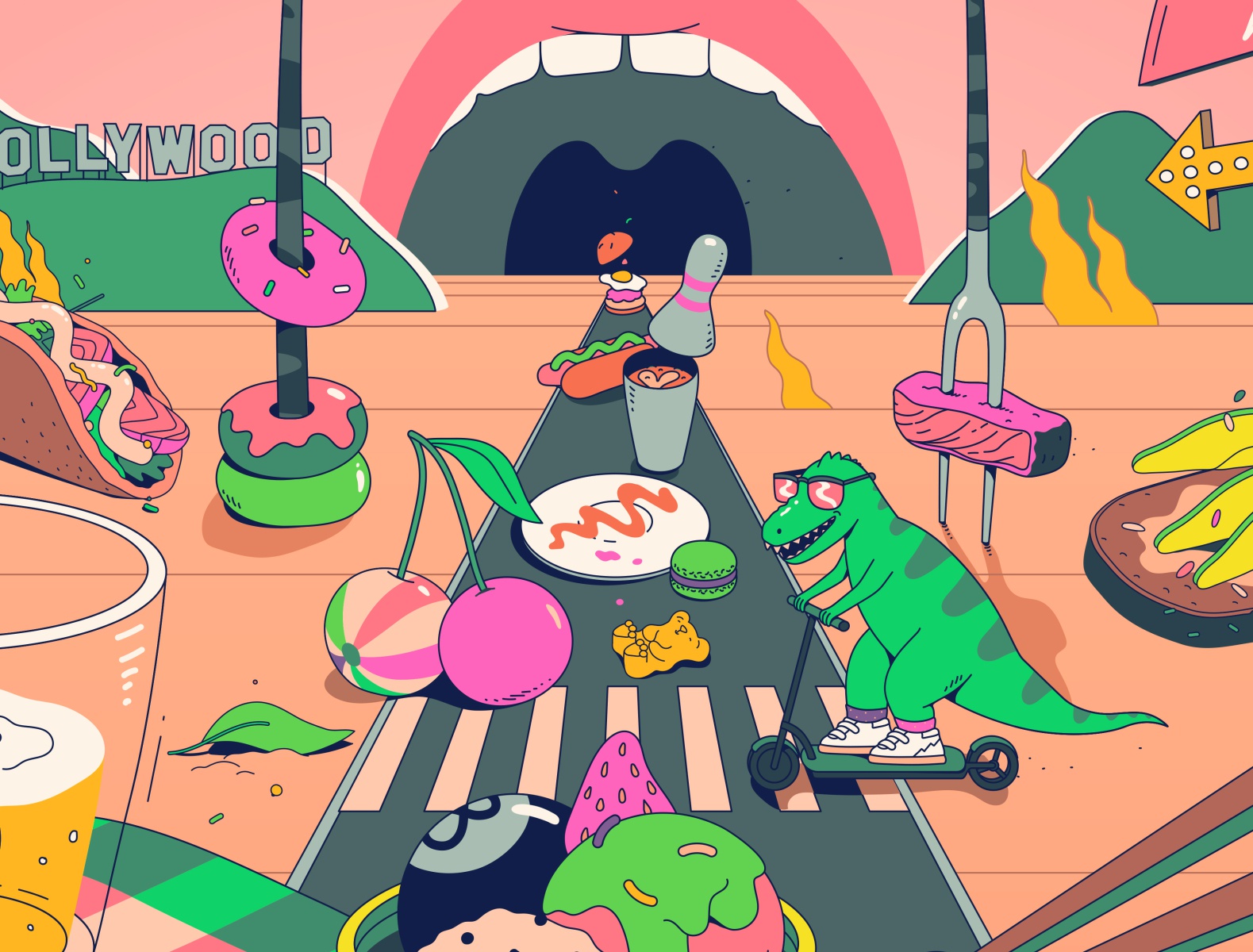 Summer Vibes summer cherry neon illustrator food character bright fun.jpg