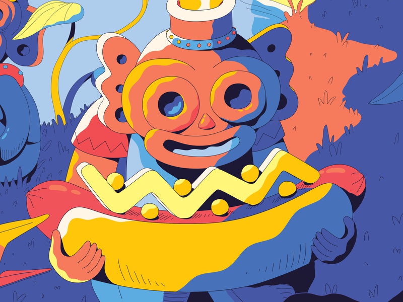 Taino Foodie Hot Dog lover vectors character detail illustrator surrea.jpg