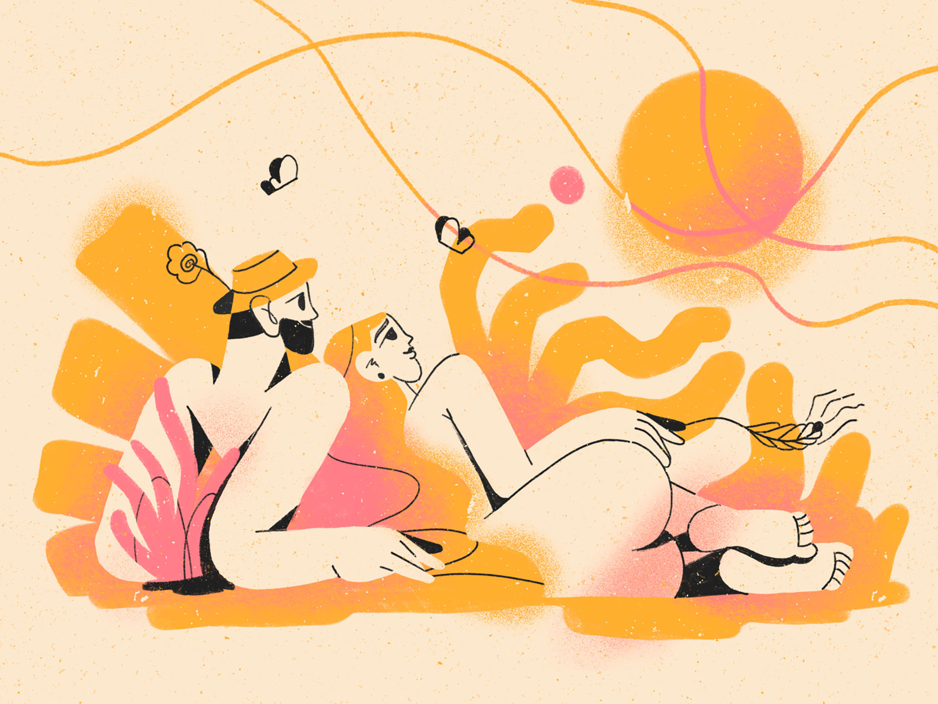 ✺ Sun Bath ✺ sunrise illustration texture hat character wheat butterfl.jpg