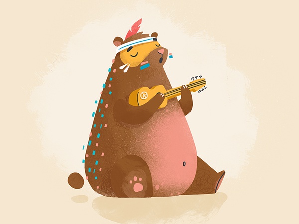Bear with Ukulele ️ belly fat music love hippie peace character bear u.jpg