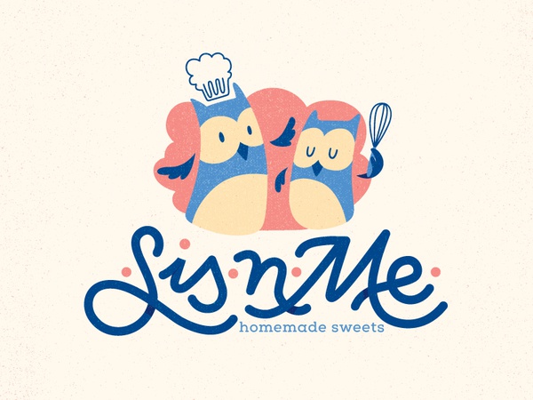 Homemade sweets blue dots monoline typography type hat cook owl sweets.jpg