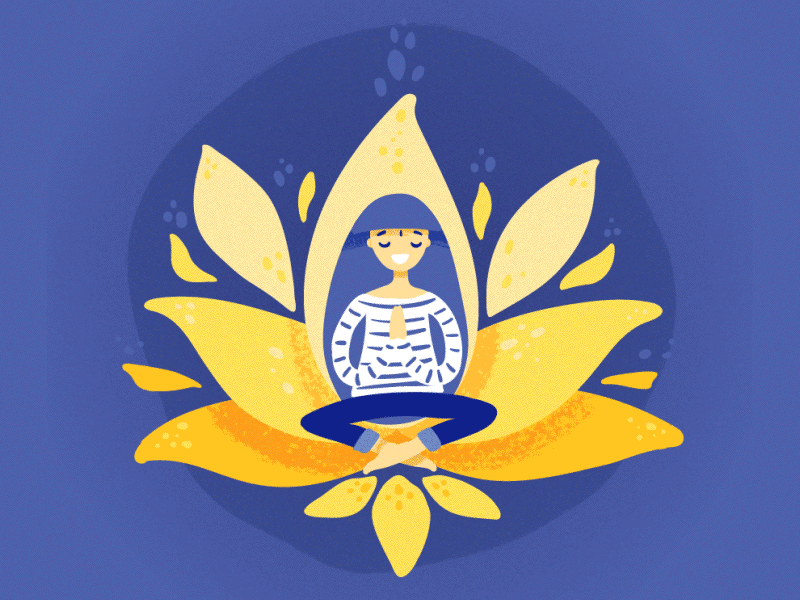 Ommmm cycle bounce motion purple illustration lotus yoga om cycle girl.gif