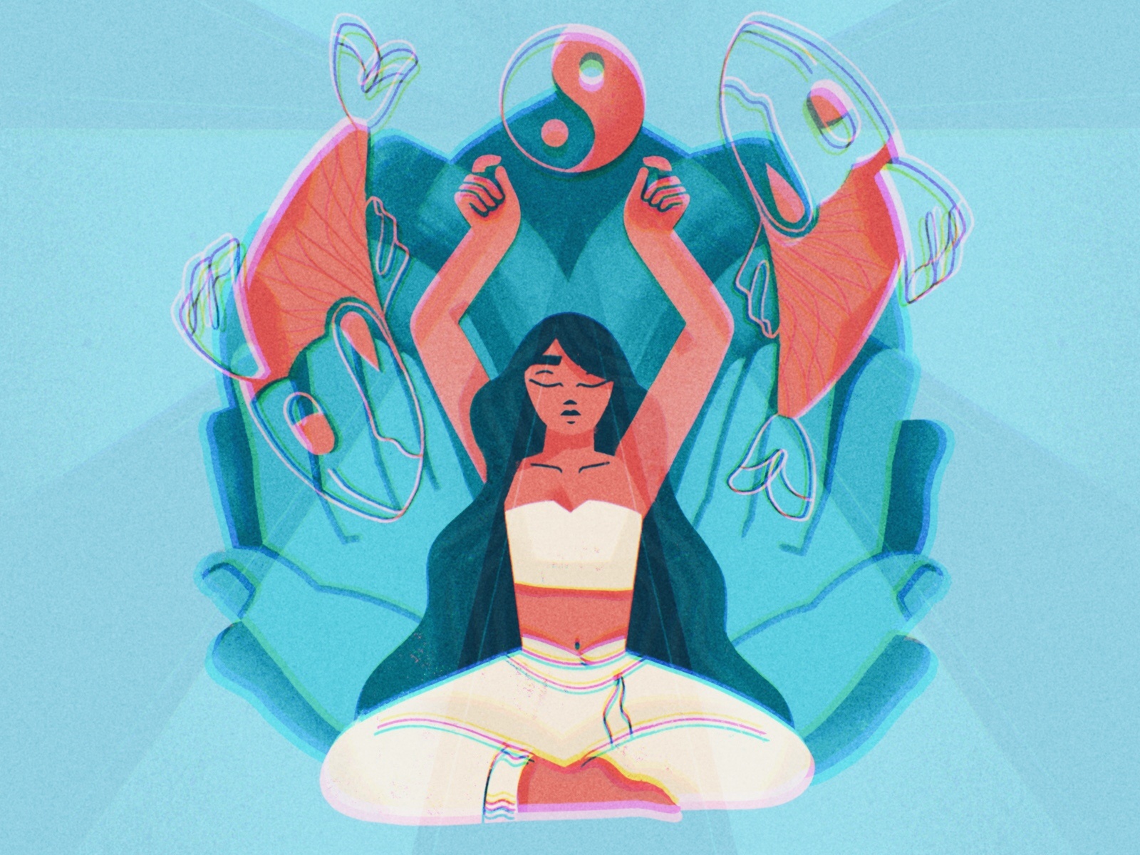 Pisces season procreate meditation spiritual yang yin fish asana girl.jpg